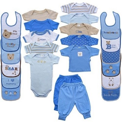 Image of Luvable Friends Baby Boy Layette Gift Cube, Blue Bear, 0-3 Months