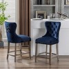 WestinTrends 24" Tufted Upholstered Velvet Bar Stool with Metal Footrest (Set of 2) - 2 of 4