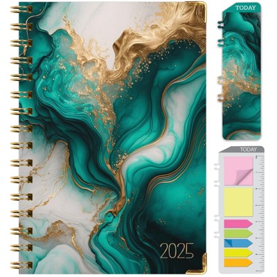 Global Printed Products Hardcover CY 2025 Fashion Planner - 5.5"x8" (Teal Gold Marble)