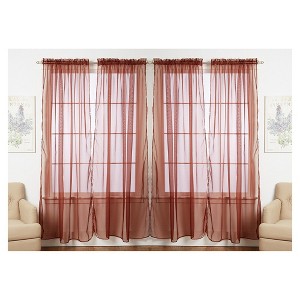 J&V TEXTILES 4-Pieces Sheer Solid Sheer Window Curtains 55x84 - Window Treatment Rod Pocket Voile Drape/Panel Sets for Patio Door - 1 of 4