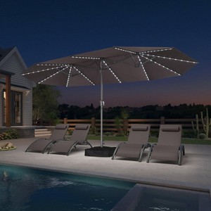 PURPLE LEAF 15ft Patio Market Umbrella and Base Double-Sided Rectangle Outdoor Table Sun Umbrellas with Crank - 1 of 1