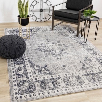 Rug Branch Contemporary Border Grey Indoor Area Rug