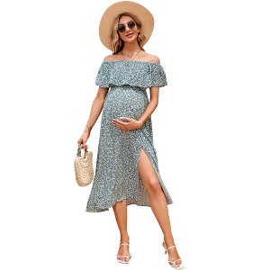 maternity dress  V-neck flared sleeve dmaternity dress - 1 of 1