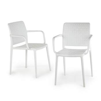 WRGHOME Bari Modern Outdoor/Indoor Plastic Resin Stacking Patio Dining Chairs  (Set of 2)