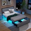 Infans Full Size Bed Frame with 2 Storage Drawers LED Lights Slats Support Modern - 3 of 4