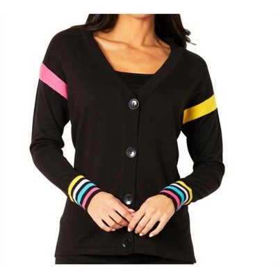 Women's Multi Color Stripe Button Cardigan - Angel Apparel