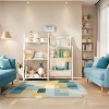 Vynxaria Bookshelf Series 24 in. Wide White Metal 3-Shelf Kids Bookcase with Extra Pocket and Side Pockets - 2 of 4