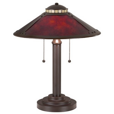 Robert Louis Tiffany Mission Desk Table Lamp 18 1/2" High Art Deco Oil Rubbed Bronze Natural Mica Shade for Bedroom Bedside Office