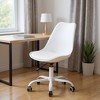 HomeRoots White Upholstered Plastic Acrylic and Steel Adjustable Swivel Rolling Office Chair - 2 of 4