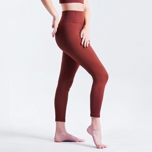 NAYSAYE L Women Yoga Pant Leggings Ribbed Solid High-Waisted Tummy Control Seamless Soft Gym Outfit Yoga Pants for Women Leg Training, Brown - 1 of 4