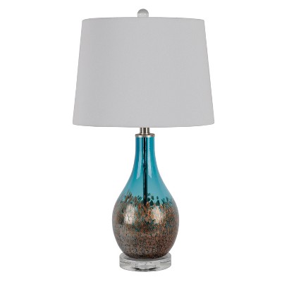 Art Glass Table Lamp with Crystal Base Blue Gradient - Decor Therapy