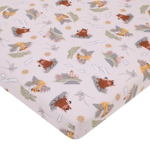 NoJo Disney Lion King Ivory, Sage, Gold, and Brown, Simba, Timon, and Pumba Super Soft Nursery Fitted Mini Crib Sheet - 1 of 4