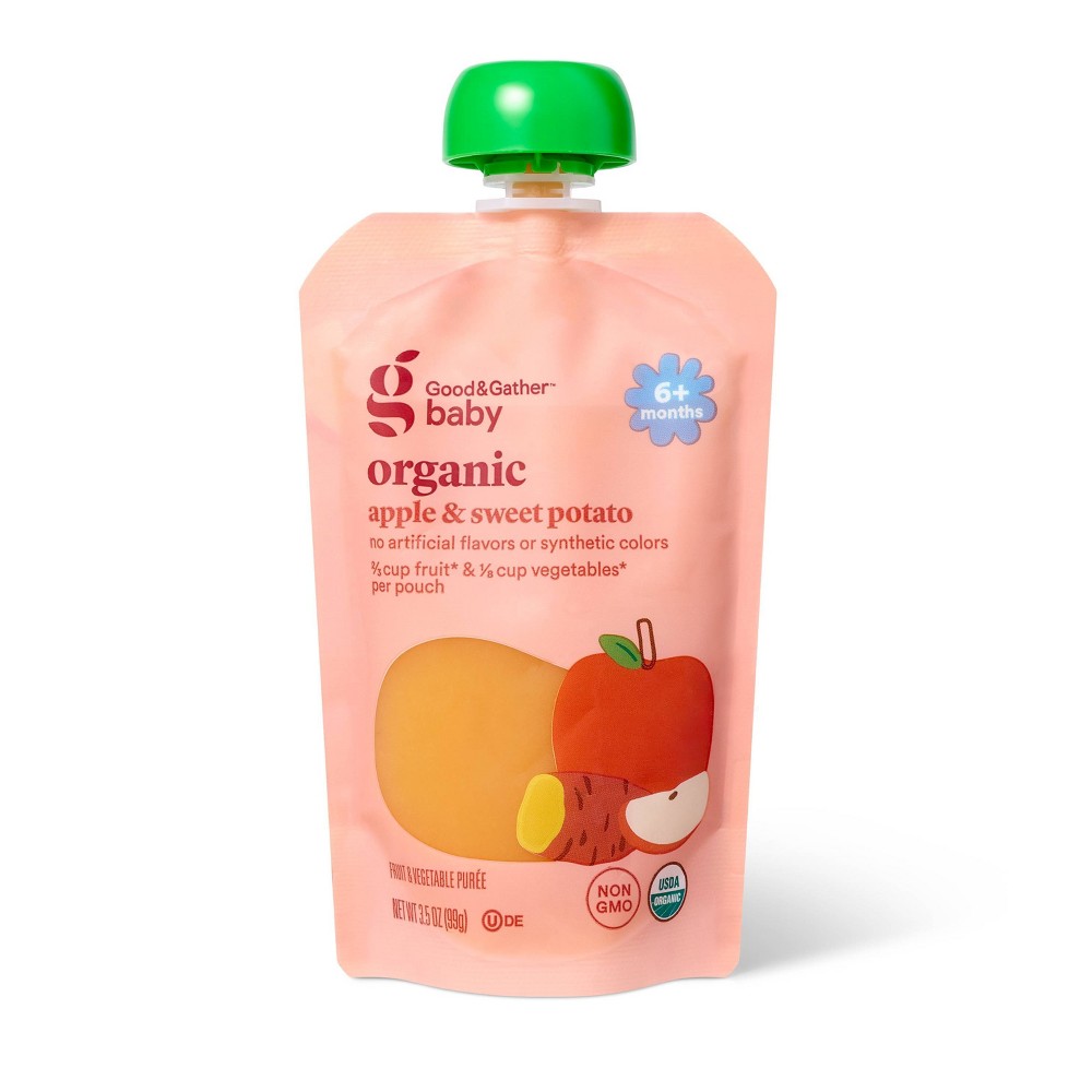 Organic Apple Sweet Potato Baby Food Pouch - 3.5oz - Good & Gather™: 2nd Stage, Kosher, Ready to Eat