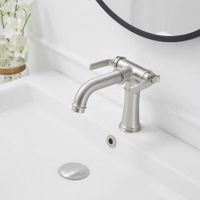 Brushed Nickel Double Handle Industrial Bathroom Faucet