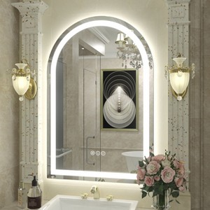 Apmir Super Bright 192 LEDs/m LED Lighted Anti-Fog Tempered Glass Arched Bathroom/Vanity Mirror with ETL & 3-Year Warranty - 1 of 4