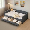 Dovelina Twin Size Daybed with Drawers Upholstered Tufted Sofa Bed, with Button on Back and Piping on Waved Shape Arms-Dark Grey - 3 of 4