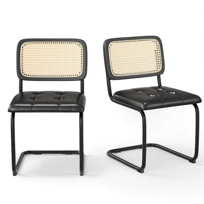 SEVOBAL Set of 2 Kitchen Dining Chairs Accent Chair Mid-Century Modern Chair Armless Backrest Chairs Home Dining Room Restaurant, Black, 19"*19"*33"