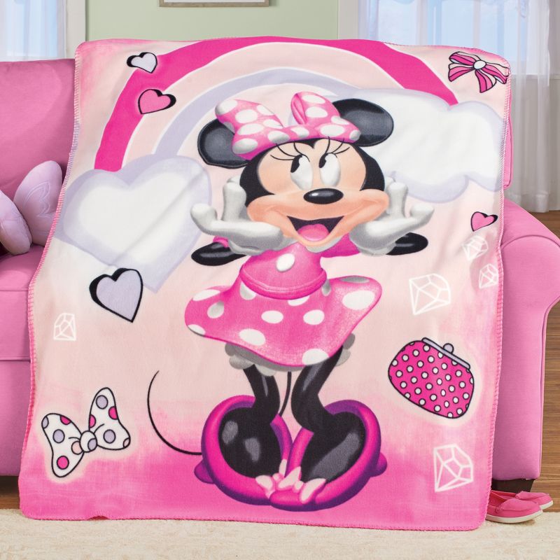 Collections Etc Disney Minnie Mouse Fleece Throw Blanket 61"L x 44"W THROW, 2 of 3