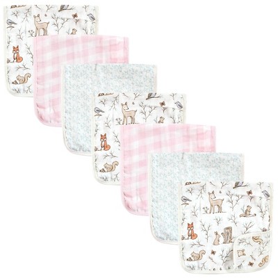Hudson Baby Infant Girl Muslin Burp Cloth 7pk, Enchanted Forest, One Size