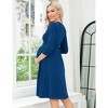 Clearlove Women's Casual 3/4 Sleeve A Line Ruffle Maternity Dress V Neck Ruched High Waist Belt Dress Midi Dress for Pregnant - 4 of 4