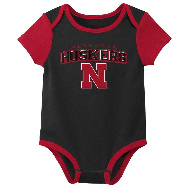 NCAA Nebraska Cornhuskers Infant 3pk Bodysuit, 3 of 5