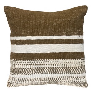 HomeRoots 18" Brown And White Cotton Striped Throw Pillow - 1 of 4