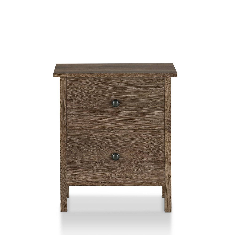 Photos - Storage Сabinet 24/7 Shop At Home Cecilia 2 Drawer Nightstand: Farmhouse Style, Bronze Knobs, Storage