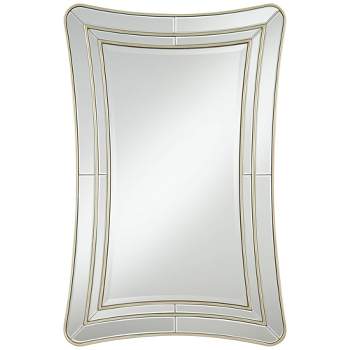 Noble Park San Simeon Rectangular Vanity Decorative Wall Mirror Modern Beveled Glass Matte Champagne Frame 26" Wide for Bathroom Bedroom Home Entryway