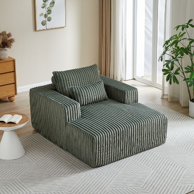 CENGHU Corduroy Upholstered Sofa Couch, Bean Bag Chair, Sponge Sectional Sofa Lounge Chair with Ottoman, Single Sofa Sleeper Chair
