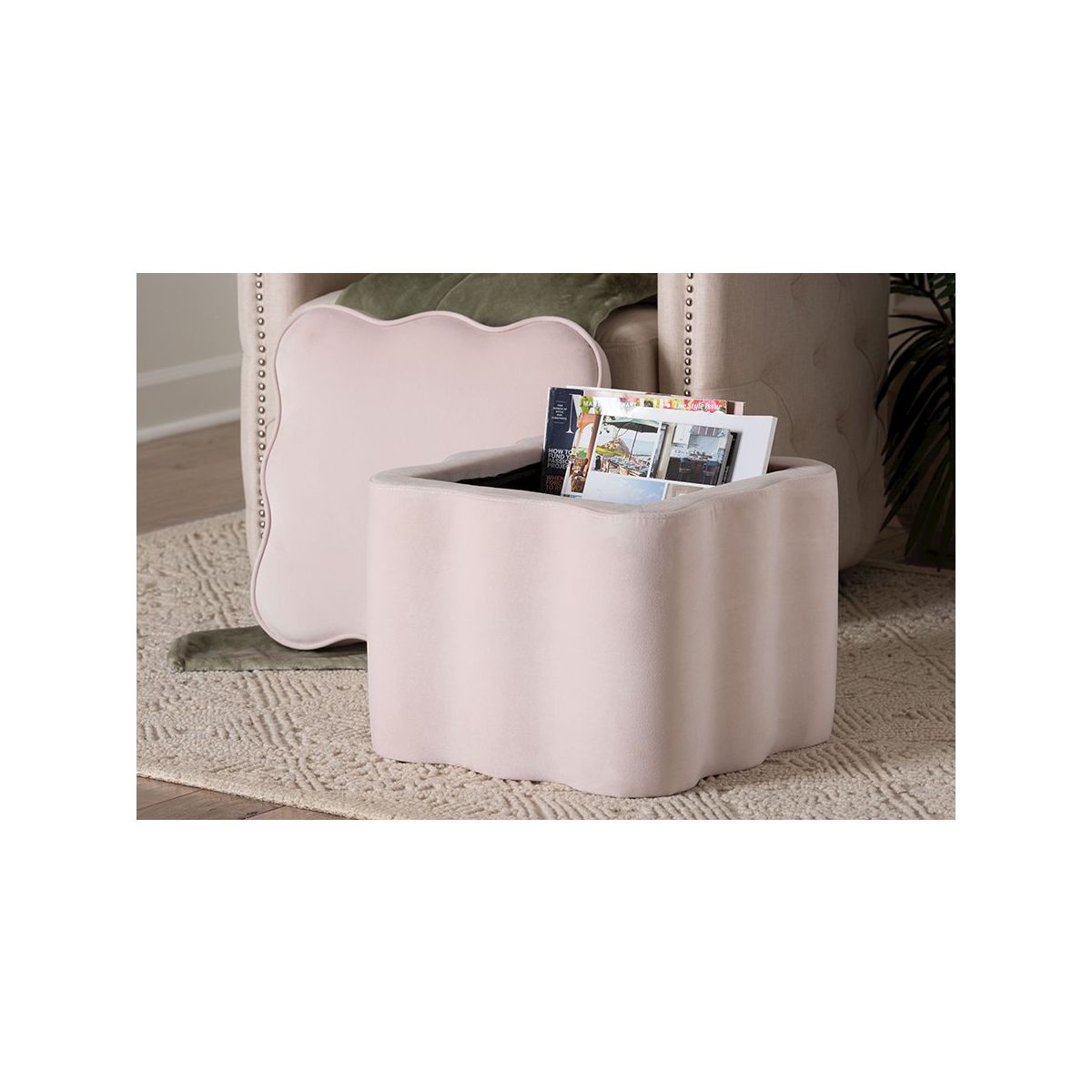 bali & pari,Baxton Studio Paulina Velvet Storage Ottoman, Scalloped - thumbnail 7