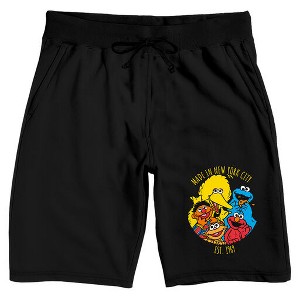 Sesame Street Established In New York City Adult Black Sleep Pajama Shorts - 1 of 4
