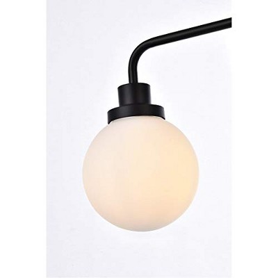 Hanson 4-Light Black and Opal White Glass Bath Sconce