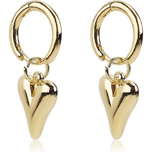 Separable Heart Huggie Earrings: Gold Love Drop Dangle Hoops, Valentine Gift for Women - 1 of 4