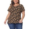 Women's Plus Size Floral Printed Round Neck Short Sleeve Casual Country Peasant Tops - Agnes Orinda - 2 of 4