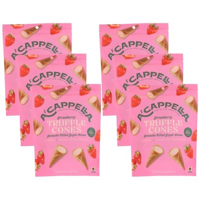 A'Cappella Strawberry Truffle Cones - Case of 6/2.45 oz