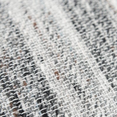 20" Charcoal and Beige Striped Polyester Tassel Pillow Cover