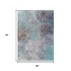 Teal Blue And Blush Abstract Washable Indoor Outdoor Area Rug - 3 of 4