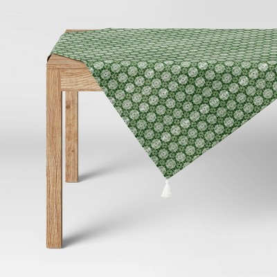 Photo 1 of 50 Distressed Medallion Table Throw Green - Threshold