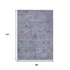 Lavender And Teal Blue Floral Washable Indoor Outdoor Area Rug - 3 of 4