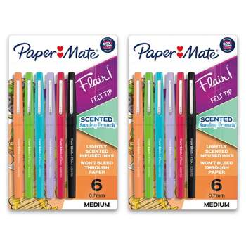 Paper Mate Flair, Scented Felt Tip Pens, Assorted Sunday Brunch Scents & Colors, 0.7mm, 6 Per Pack, 2 Packs