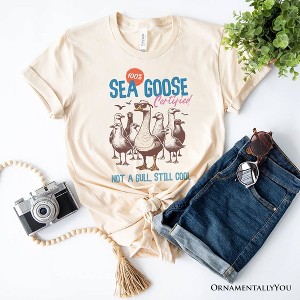 Cool Summer Sea Goose Certified T-Shirt, Funny Retro White and Natural Tee for Beach Lovers| OrnamentallyYou - 1 of 4