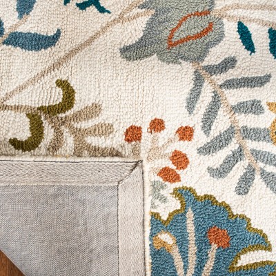 Blossom Ivory Blue Floral Hand-Tufted Wool Runner Rug