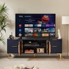 Bella Depot Modern TV Stand for TVs Up to 65" with Aluminum Frame Glass Door and Adjustable Metal Feet - 3 of 4