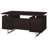 Sapphtopaz 60" Modern Computer Desk with 2 Drawers and Shelf Wood Office Desk with Metal Base and Cabinet Desk for Bedroom, Study Room, Office - 4 of 4