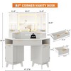 Makeup Vanity Desk with 3 Way Mirror, Modern Fluted Corner Vanity Desk with HD Mirror, Glass Top Dressing Table with 3 Drawers & 2 Cabinets, for Home - 2 of 4