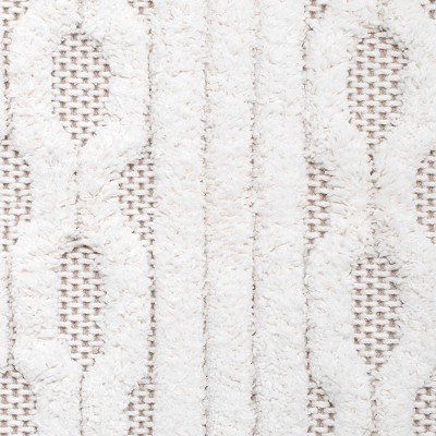 Kyoto Tan and White Cotton Geometric Bath Rug 20" x 30"
