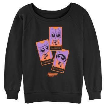 Juniors Womens The Powerpuff Girls Halloween Tarot Cards Sweatshirt