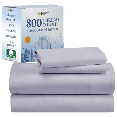 Luxury Bed Sheets Set - 800 Thread Count 100% Cotton Sheets, Deep Pocket, Soft, Cool & Breathable by California Design Den