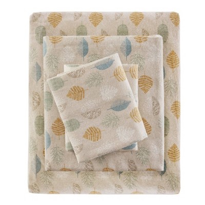 Twin XL Flannel Sheet Set Leaves : Target