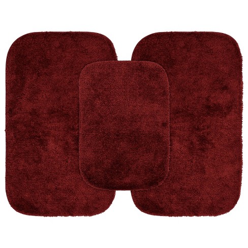 3pc Nylon Washable Bathroom Rug Set Chili Red - Garland Rug